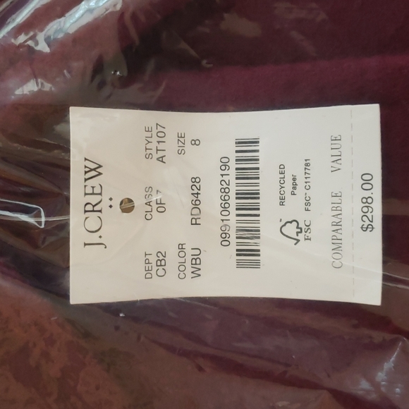 NEW J. Crew Wool Blend Lady Coat Warm Burgundy Fitted Winter - Picture 9 of 14